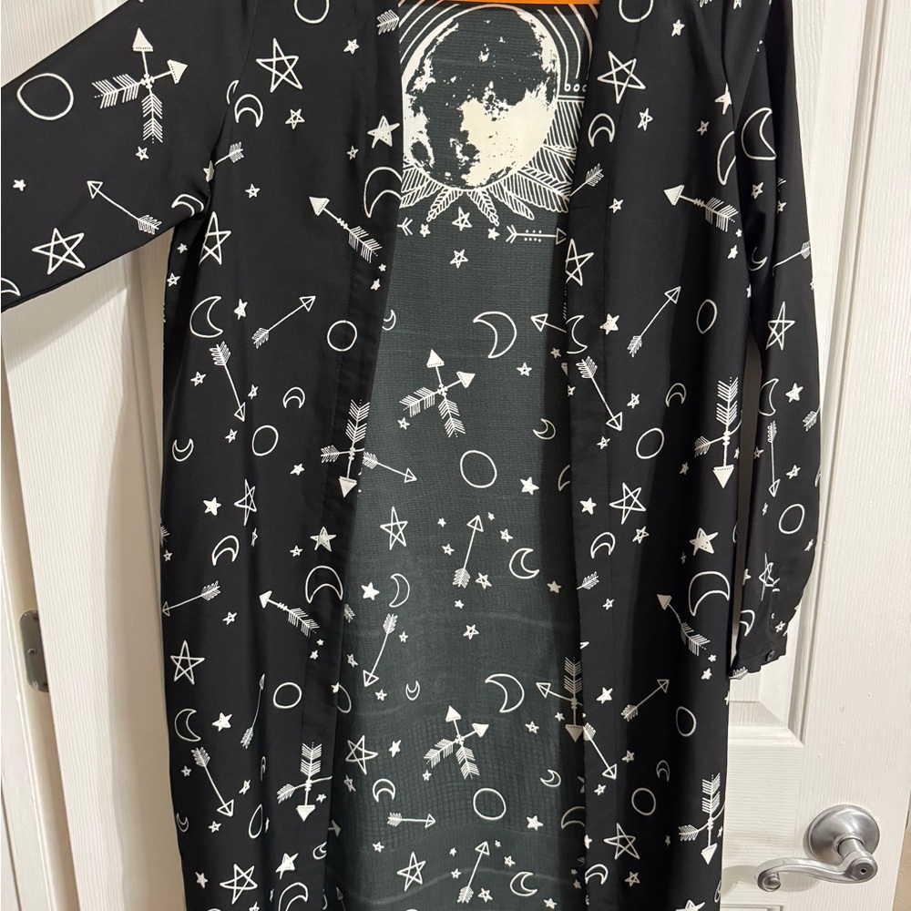 Asos bohemian kaftan black and white with astrology print